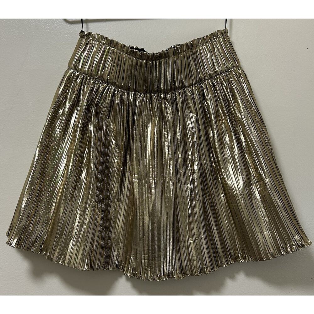 Sass & Bide Women's Atomic Gold Lame Foil Pleated Mini Skirt - Size 8US/12AU